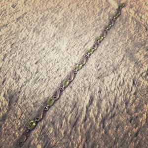 Lovely light green stone and silver bracelet